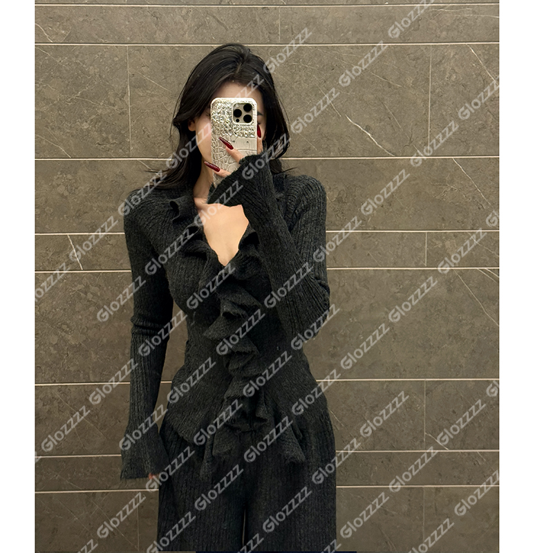 【Glozzzz】自带气场 上衣 轻奢法式轻熟风针织纯色套装H0283-2627T