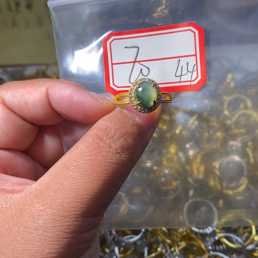 翡翠戒指银S925镶嵌翡翠