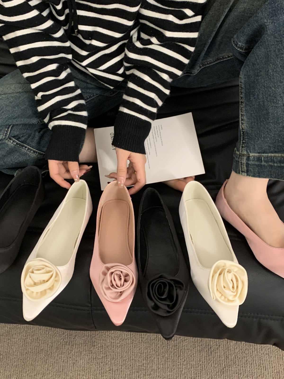 【哈哈女鞋 默认微瑕】2025春季高级感法式花苞小单鞋 316-18