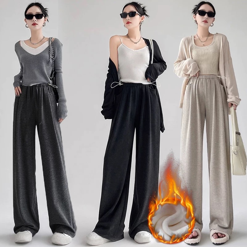 有口袋！孕妇裤子秋冬款外穿糯米裤不勒肚新款冬季休闲阔腿裤冬装