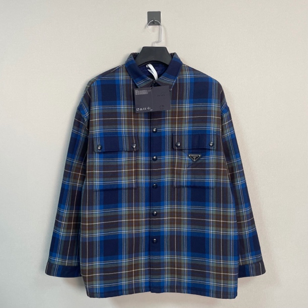 99新 Prada/普拉达 三角钢标格纹棉服夹克/XL码/带吊/价24600