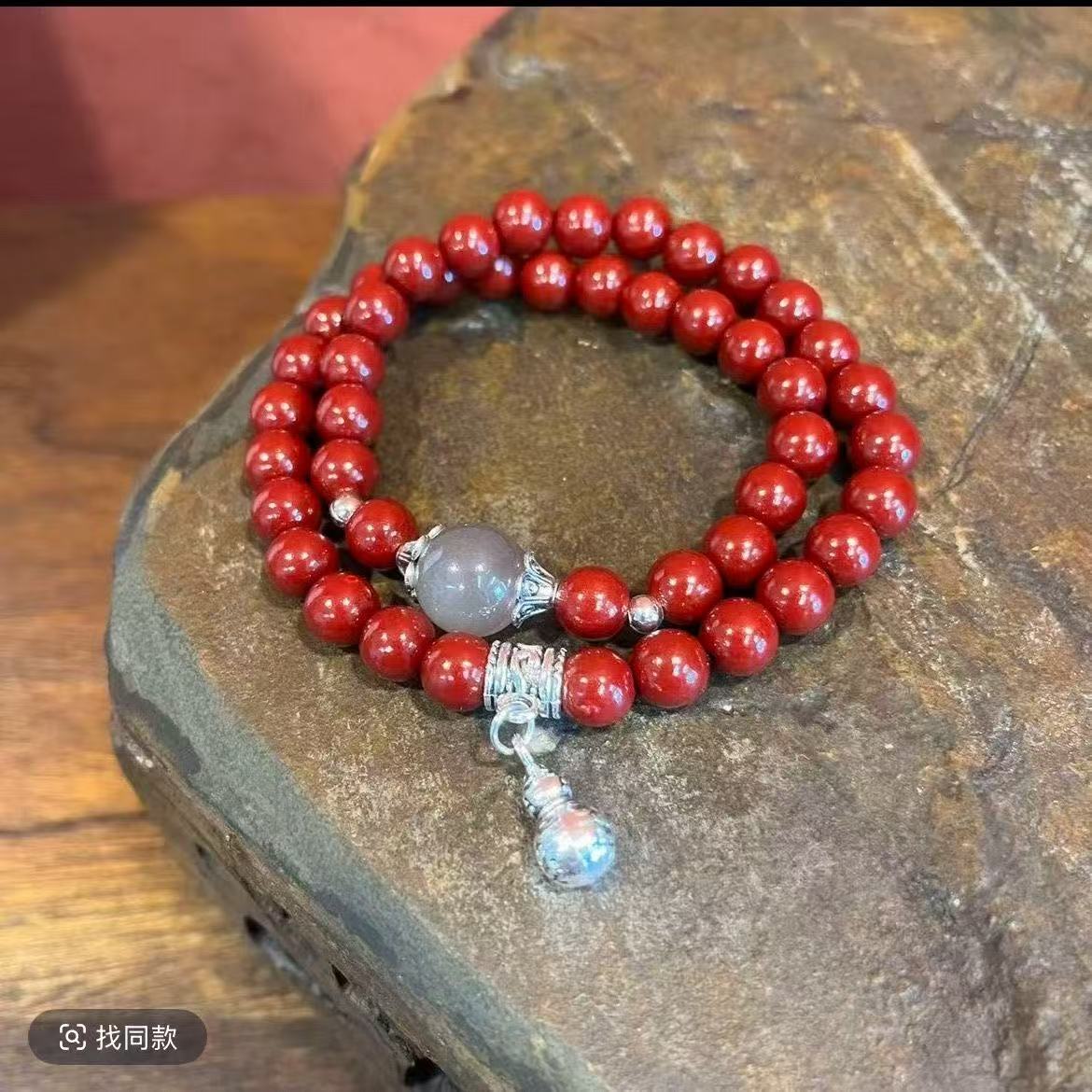 含辰砂工艺品朱砂手串双圈XD1002