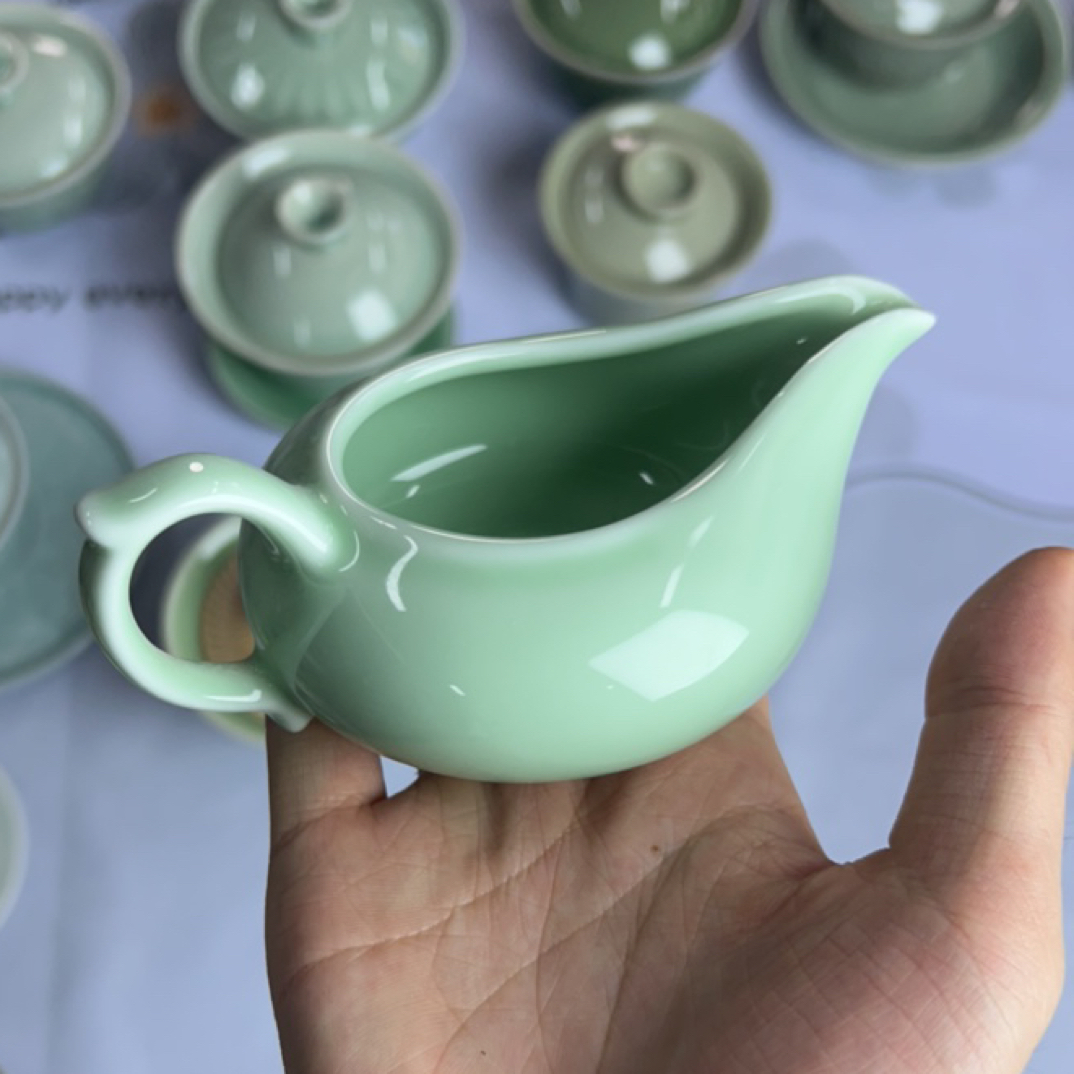 云间青瓷 梅子青手柄公道杯