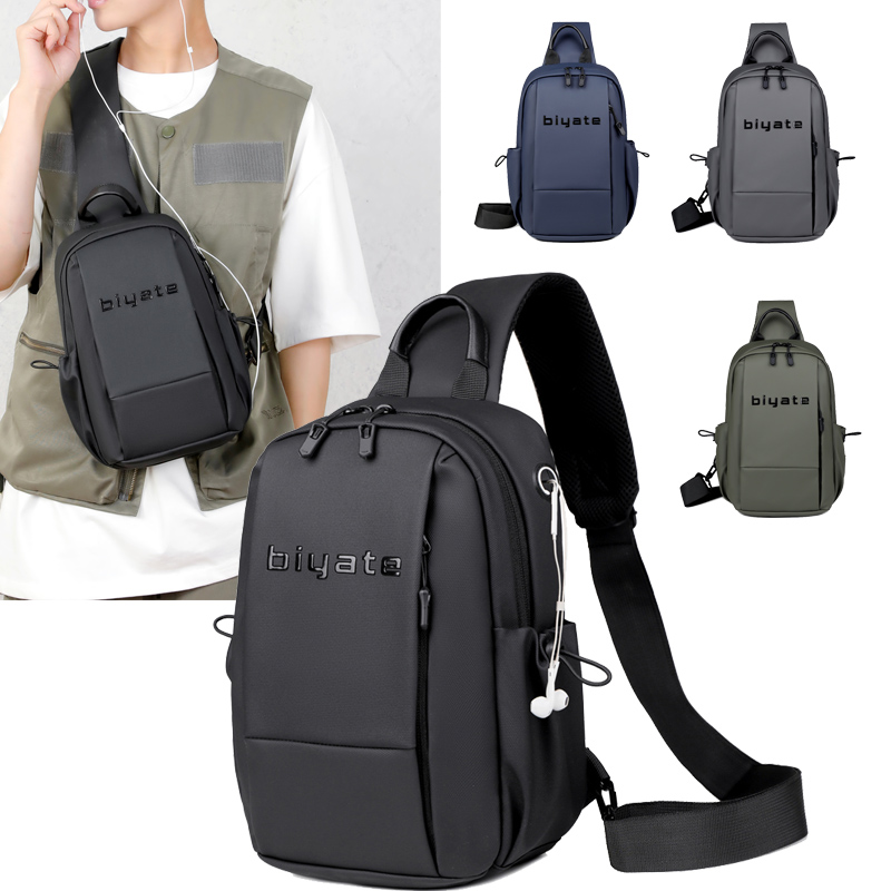 新款多功能男士斜挎包大容量包包户外运动胸包休闲百搭单肩包