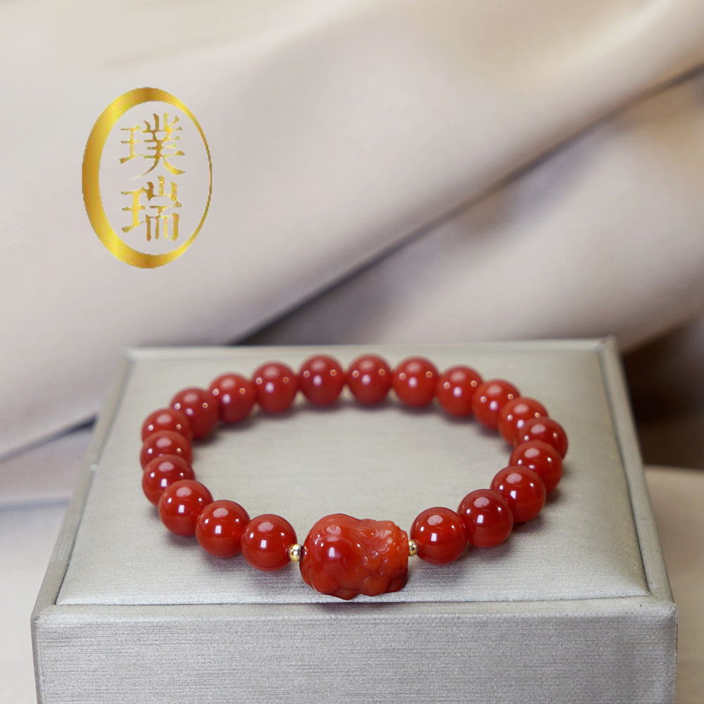 天然南红配南红貔貅手链 多样性发一 SL526