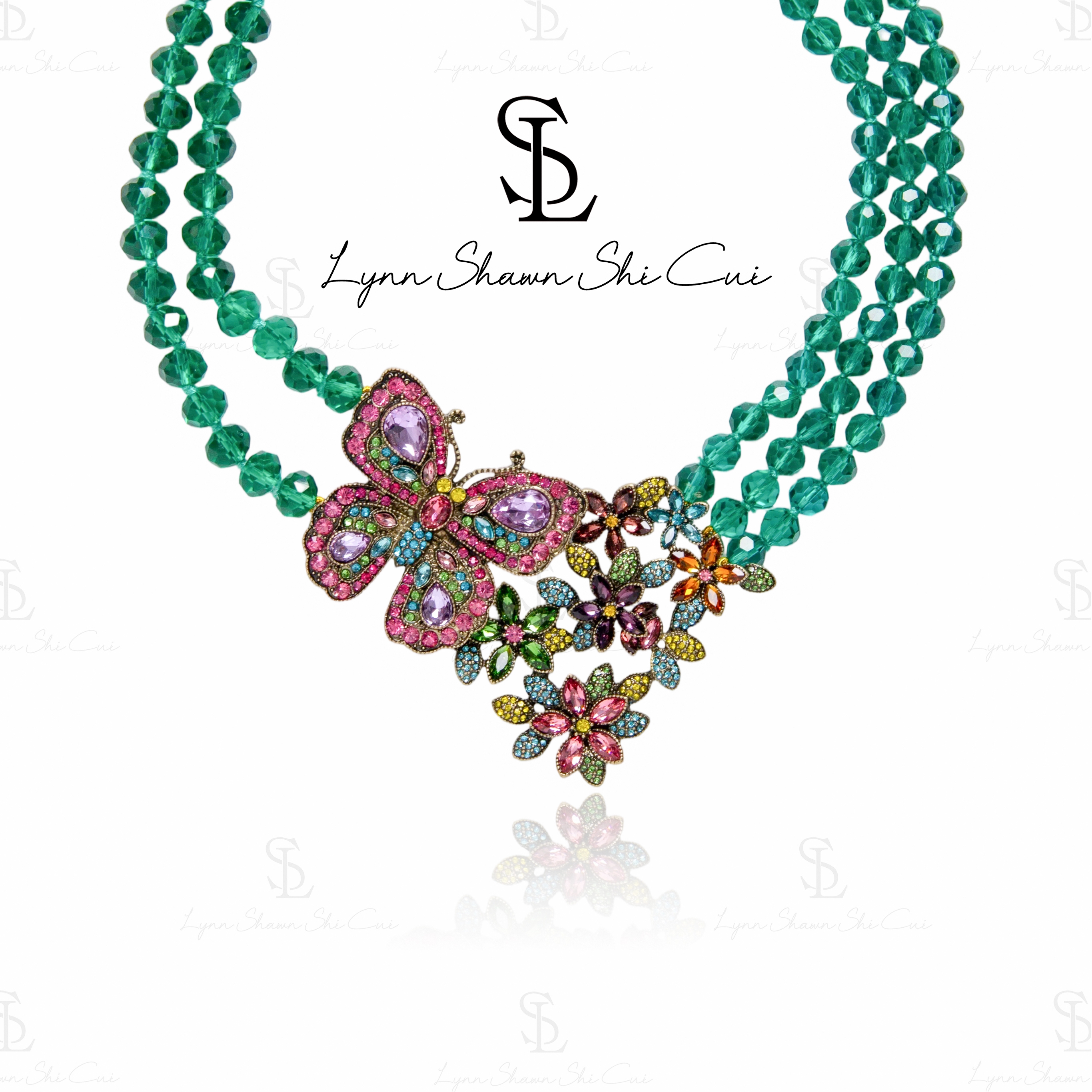 铜合金锆石项链 （精工系列）小众重工花鸟物语项链0826