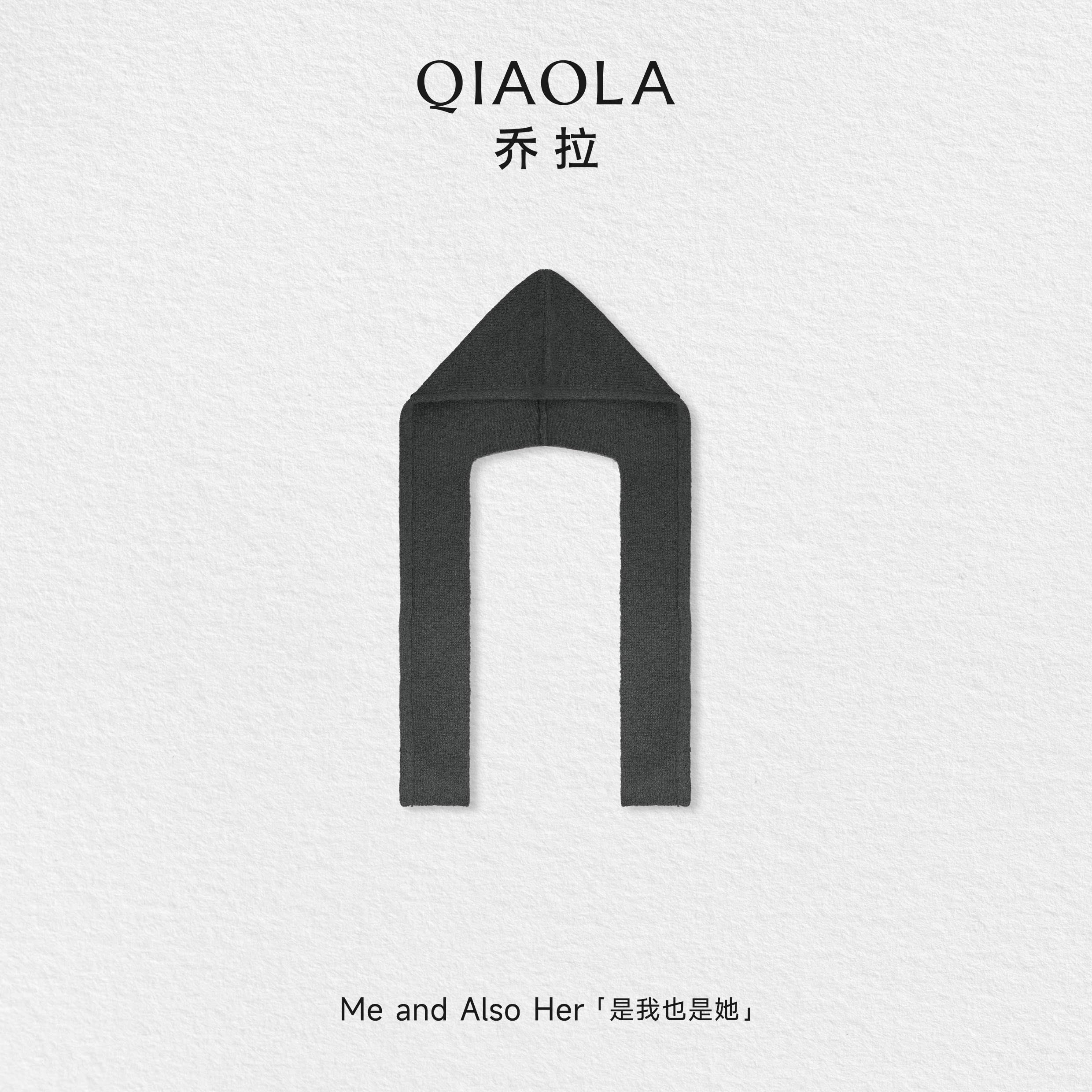 QIAOLA/乔拉【冬日氛围】秋冬季复古羊毛灰色围脖帽子+灰色羊毛围巾