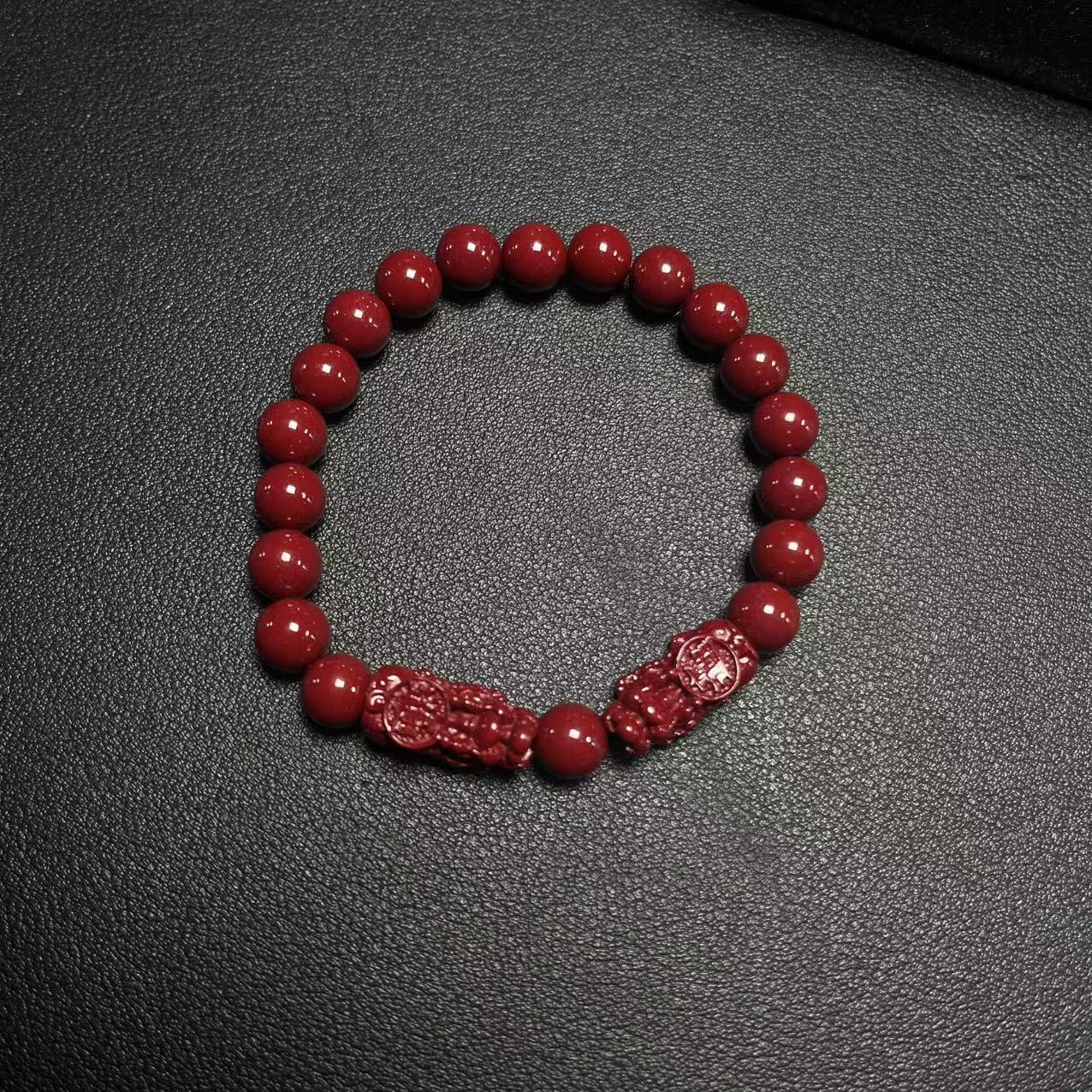 天然辰砂《边境高订》朱砂单圈手串A08