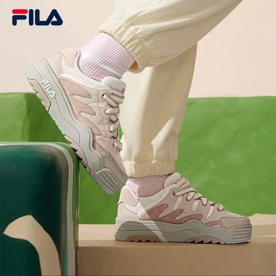 FILA/斐乐休闲斑斓鞋夏季新款厚底面包斑斓春季F12W331207F