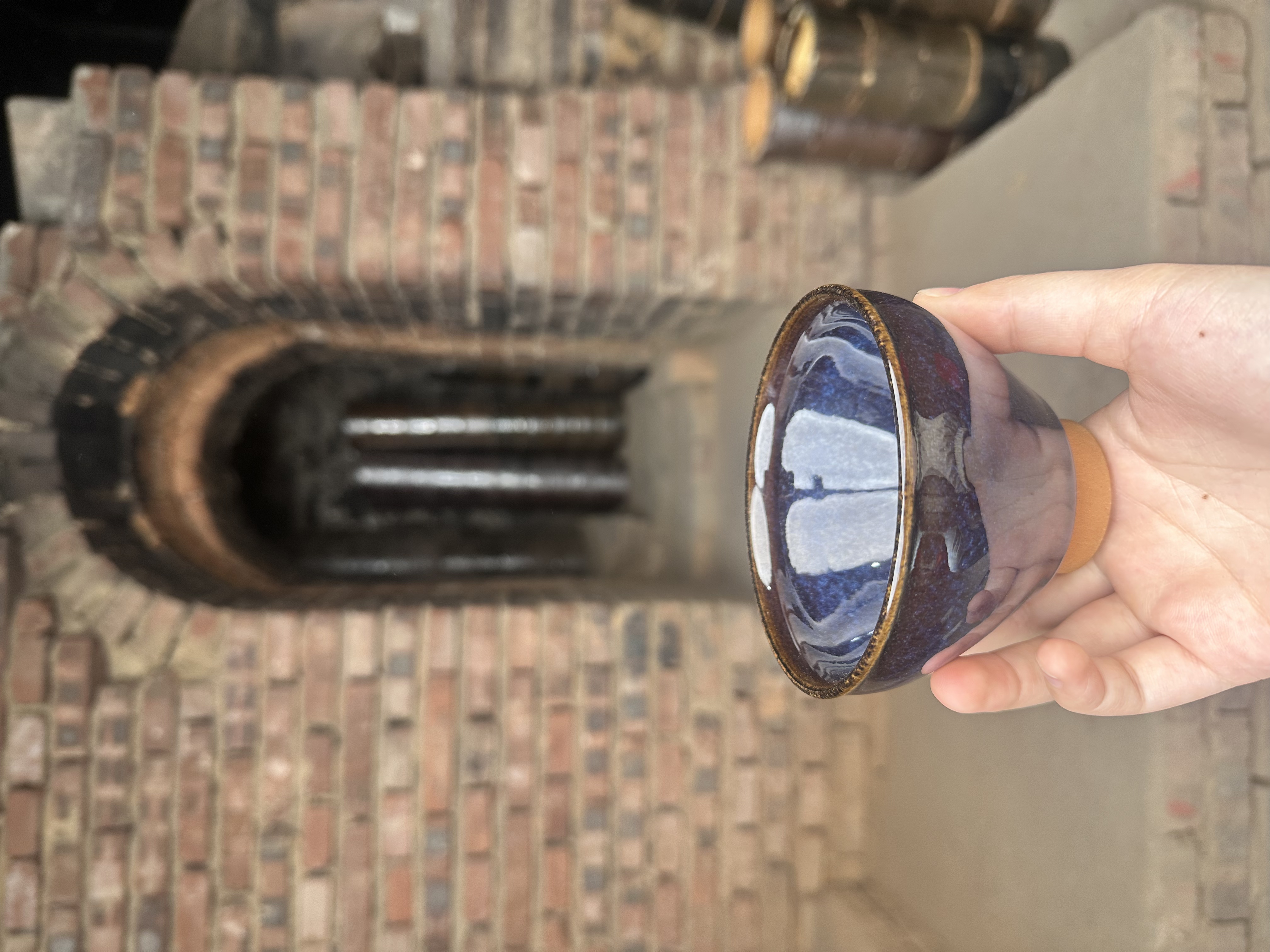 闪购 建窑建盏   （回蓝）  茶器主人杯礼盒装带溯源证书   电烧 