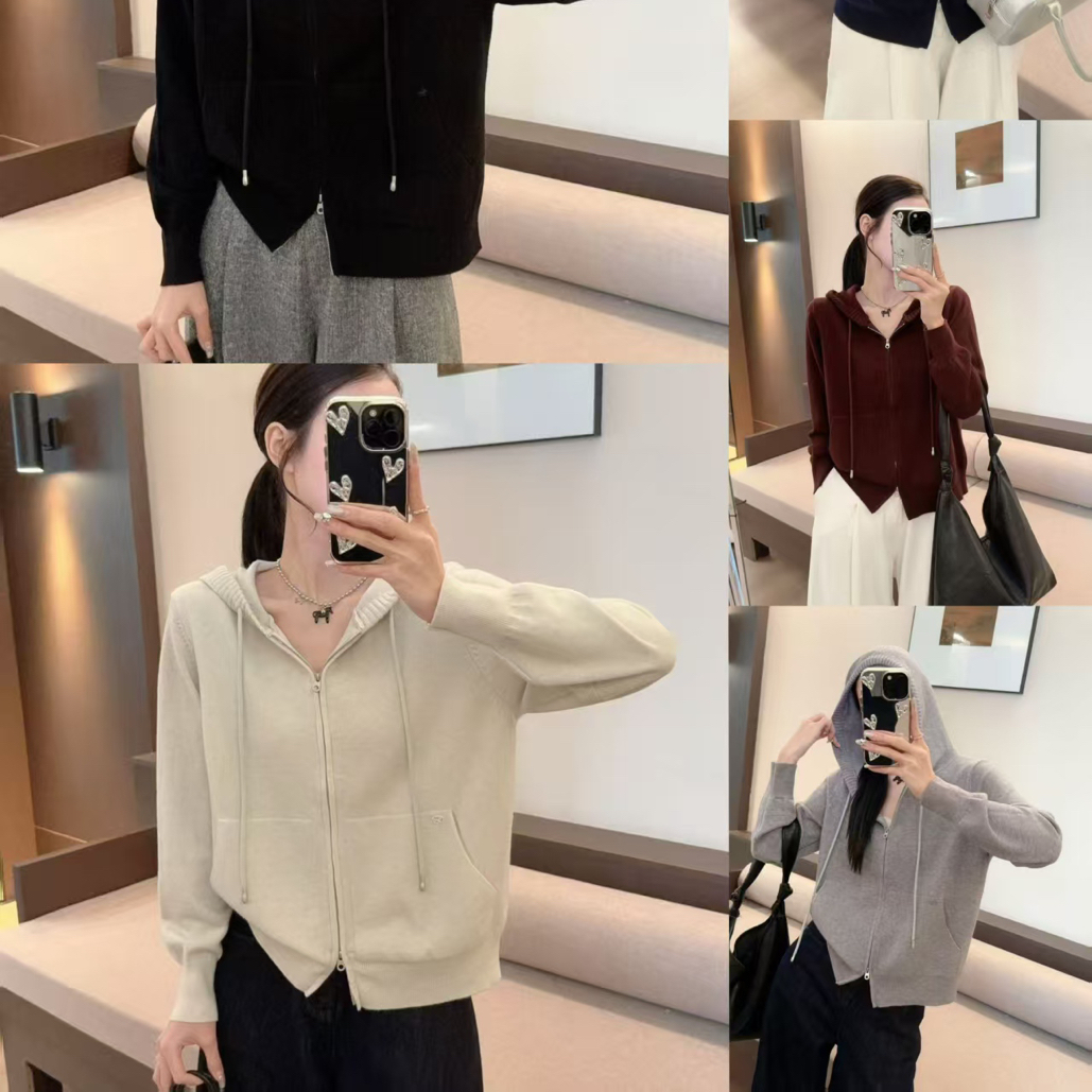 少女风秋冬休闲长袖毛针织衫拉链秋季连帽针织7520