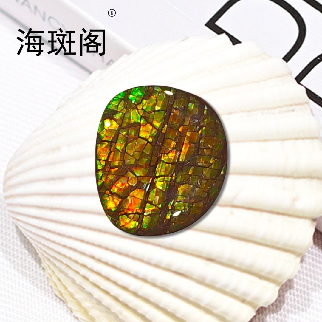 【海斑阁】天然加拿大斑彩宝石有机宝石收藏树脂覆膜裸石DLS-25150
