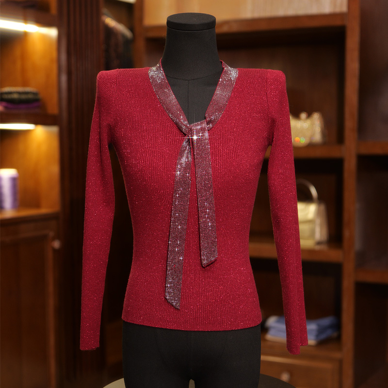 【繁花】秋冬意大利进口水晶纱 UON051 气质时尚百搭修身显瘦套头衫