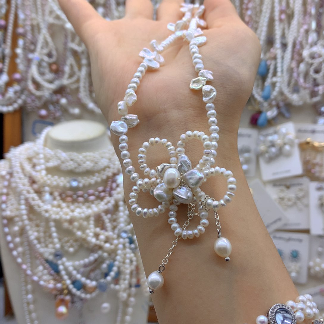 魅***】合金淡水珍珠项链耳饰