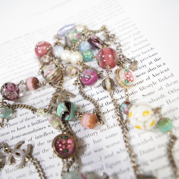 Chanel琉璃花朵珠珠长项链