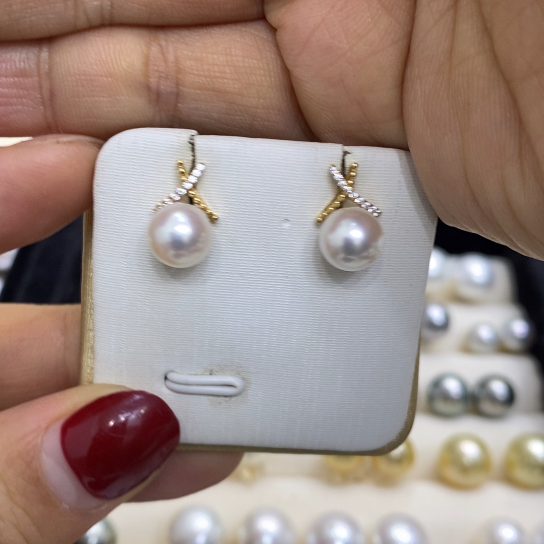 海水珍珠耳饰18K金镶嵌