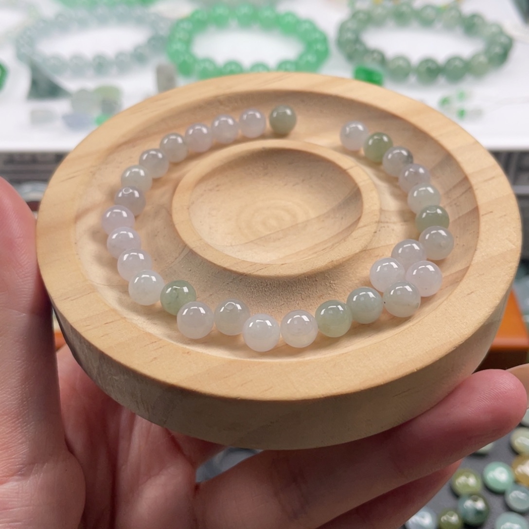 翡翠散珠天然缅料a货30个卡6+多宝圆珠