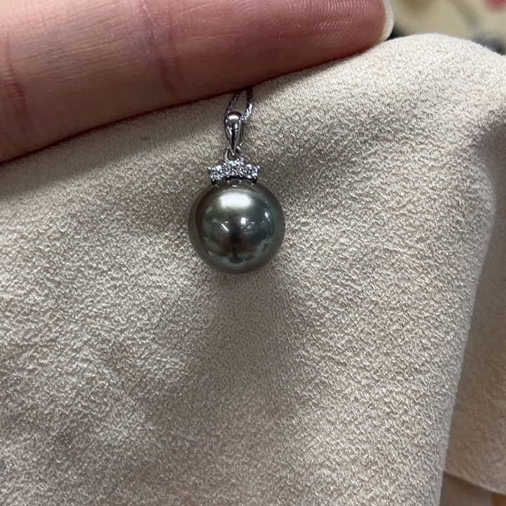 颈饰银S925镶嵌海水珍珠大溪地 11-12mm 135号