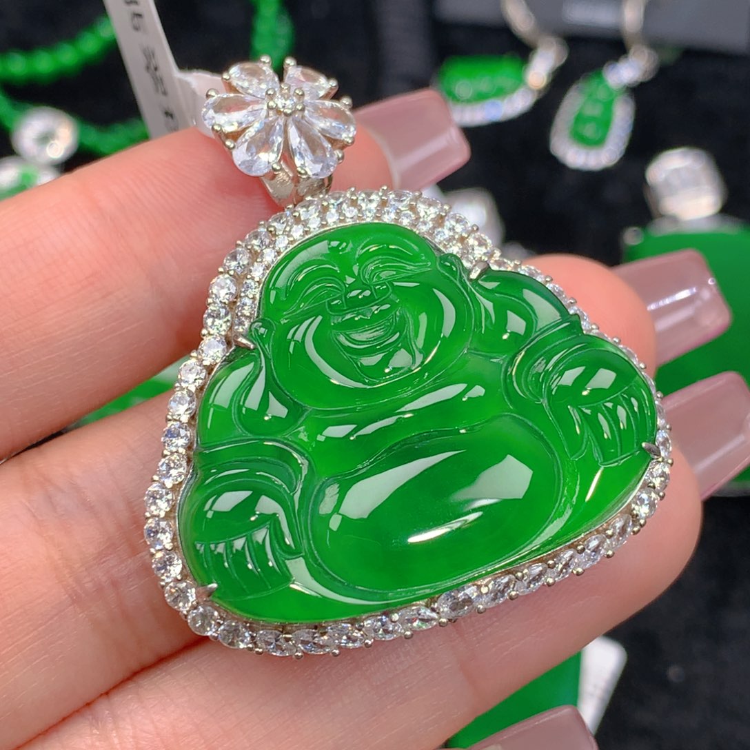 翡翠吊坠(不含链)银S925镶嵌