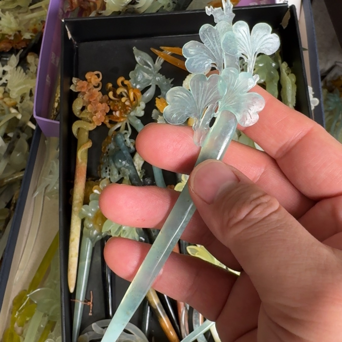 岫玉发饰未镶嵌明君玉簪就是好看