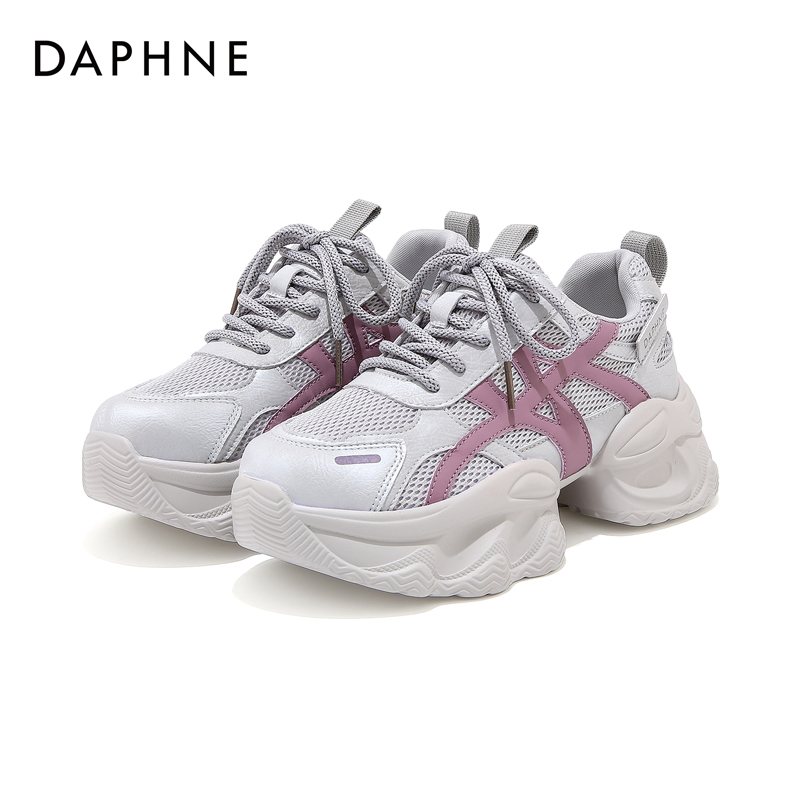 Daphne/达芙妮休闲风老爹鞋2025秋冬爆款厚底增高拼接时尚休闲鞋