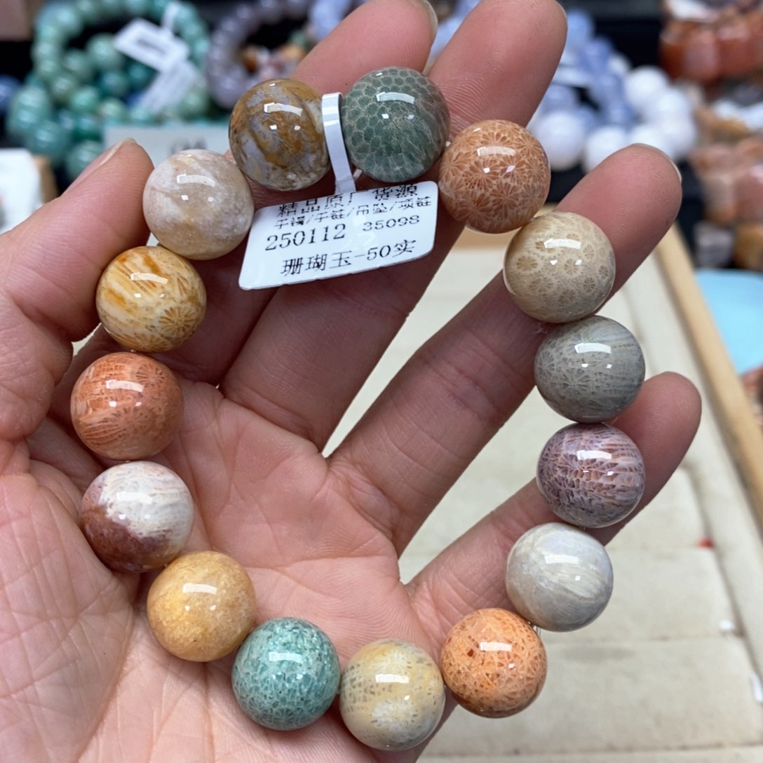 硅化珊瑚（珊瑚玉）手链未镶嵌225