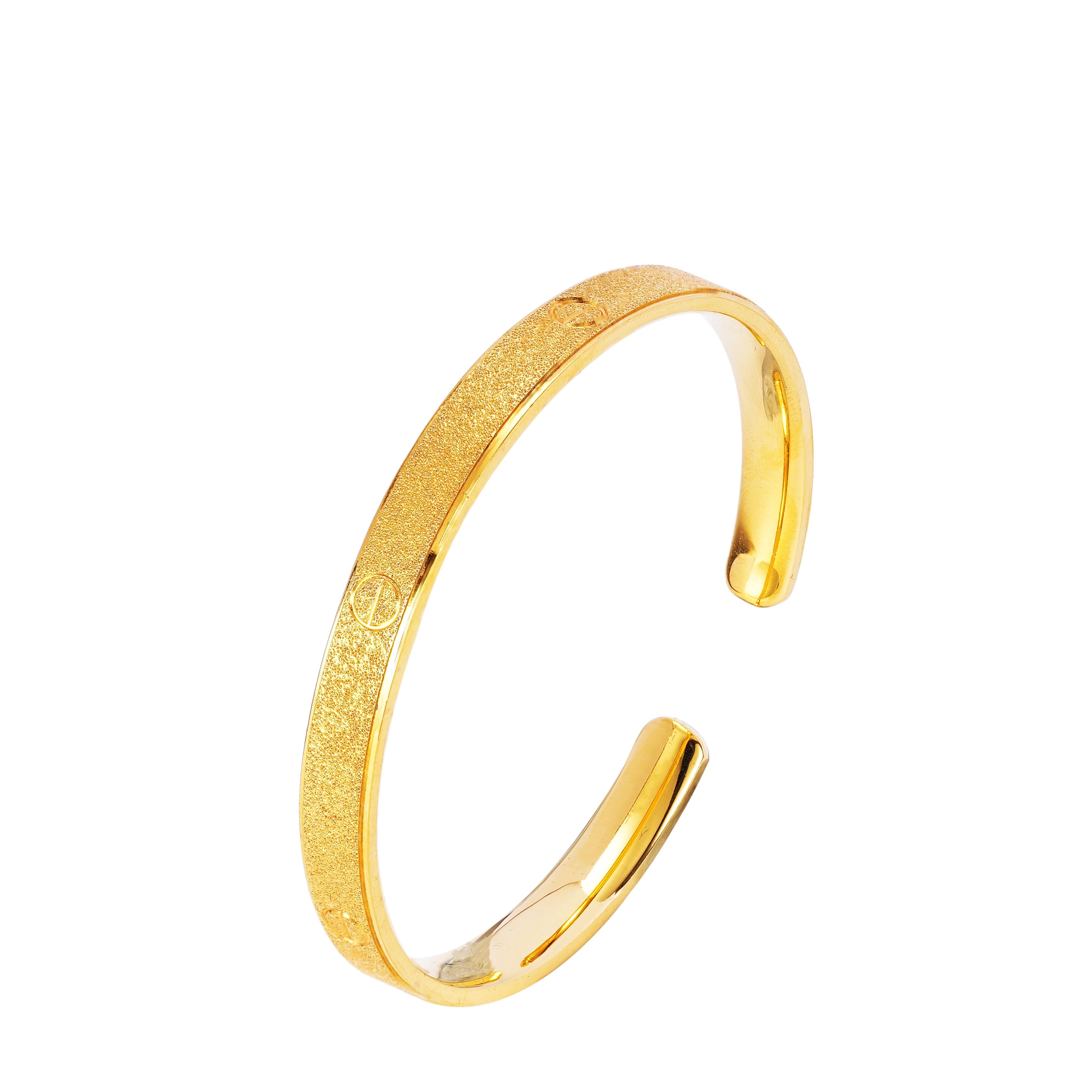 足银手镯 螺钉金砂女士手镯窄版