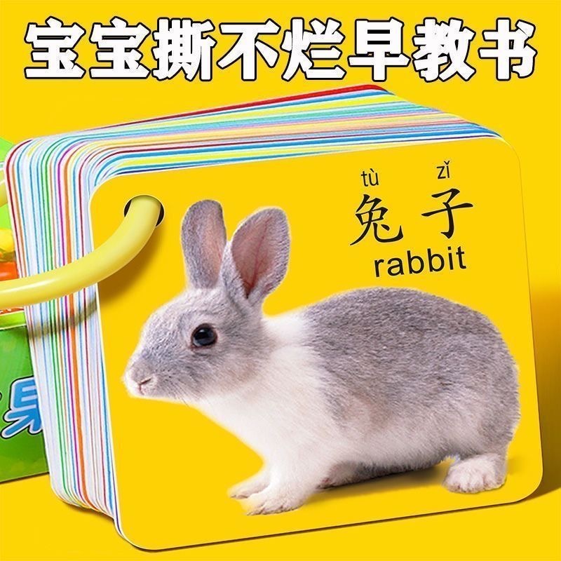 动物卡片早教认知书儿童益智玩具宝宝识字数字拼音看图识物启蒙书
