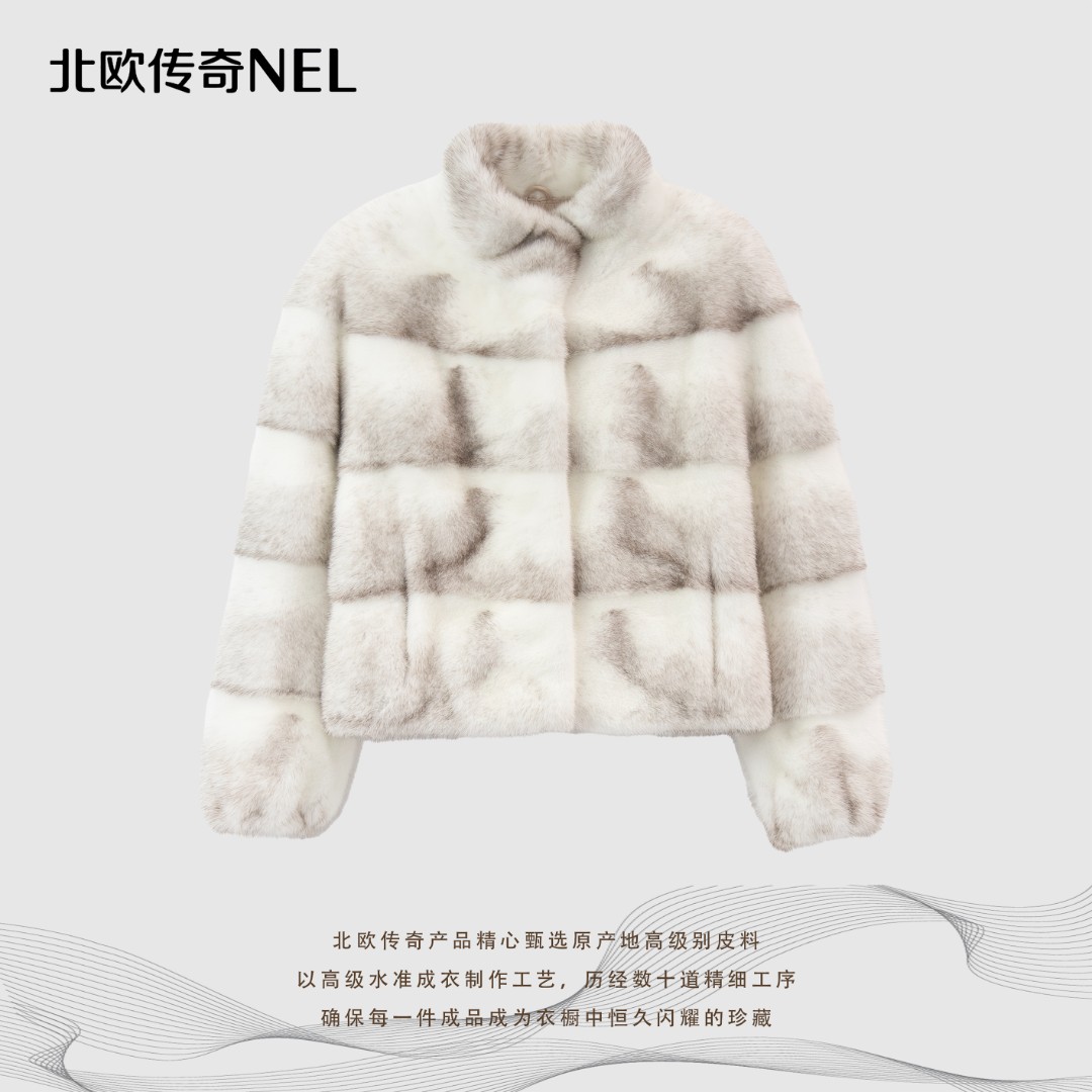 【】北欧传奇 进口短二母貂哥本哈根紫标水貂外套2299