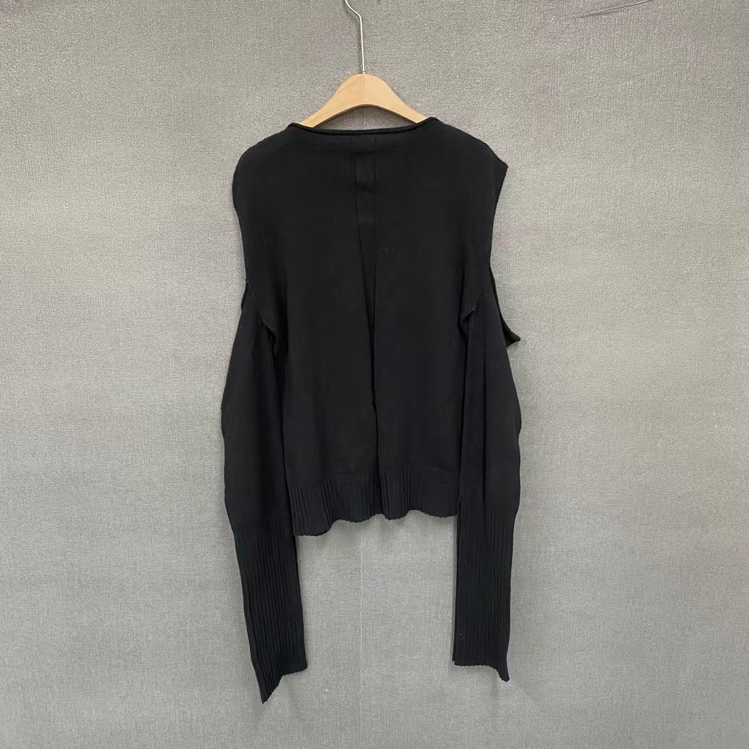 99新 RICKOWENS RICK OWENS  纯色针织露肩圆领毛衣  99新M码