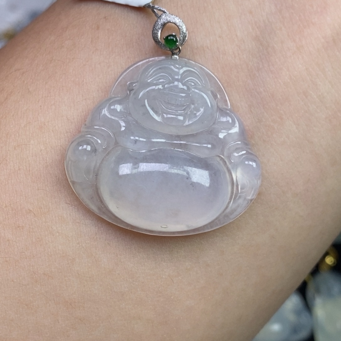 翡翠18K金镶嵌颈饰佛公