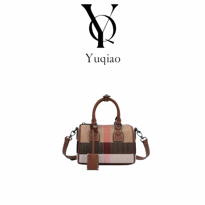 【英伦波士顿】新款条纹百搭单肩斜挎包5107焦糖色18.5*13*8.5