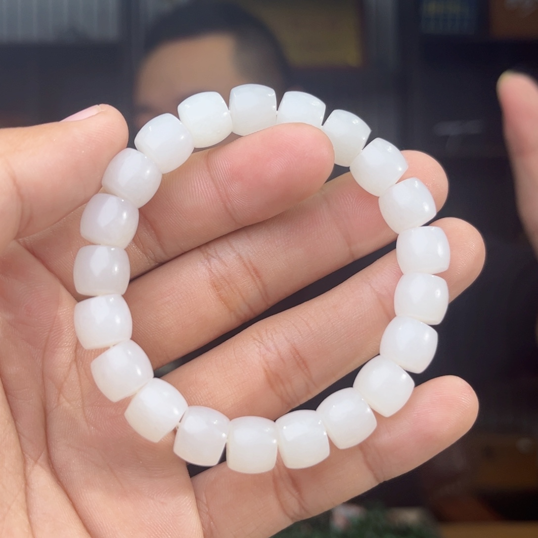 和田玉未镶嵌手串天然和田玉新疆黑山山流水卡10直切