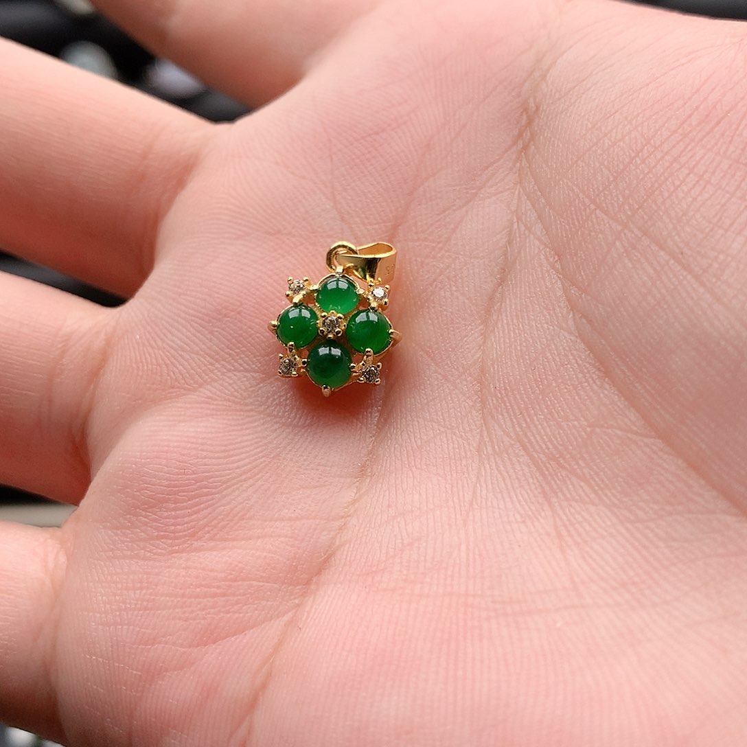 翡翠吊坠(不含链)银S925镶嵌0048