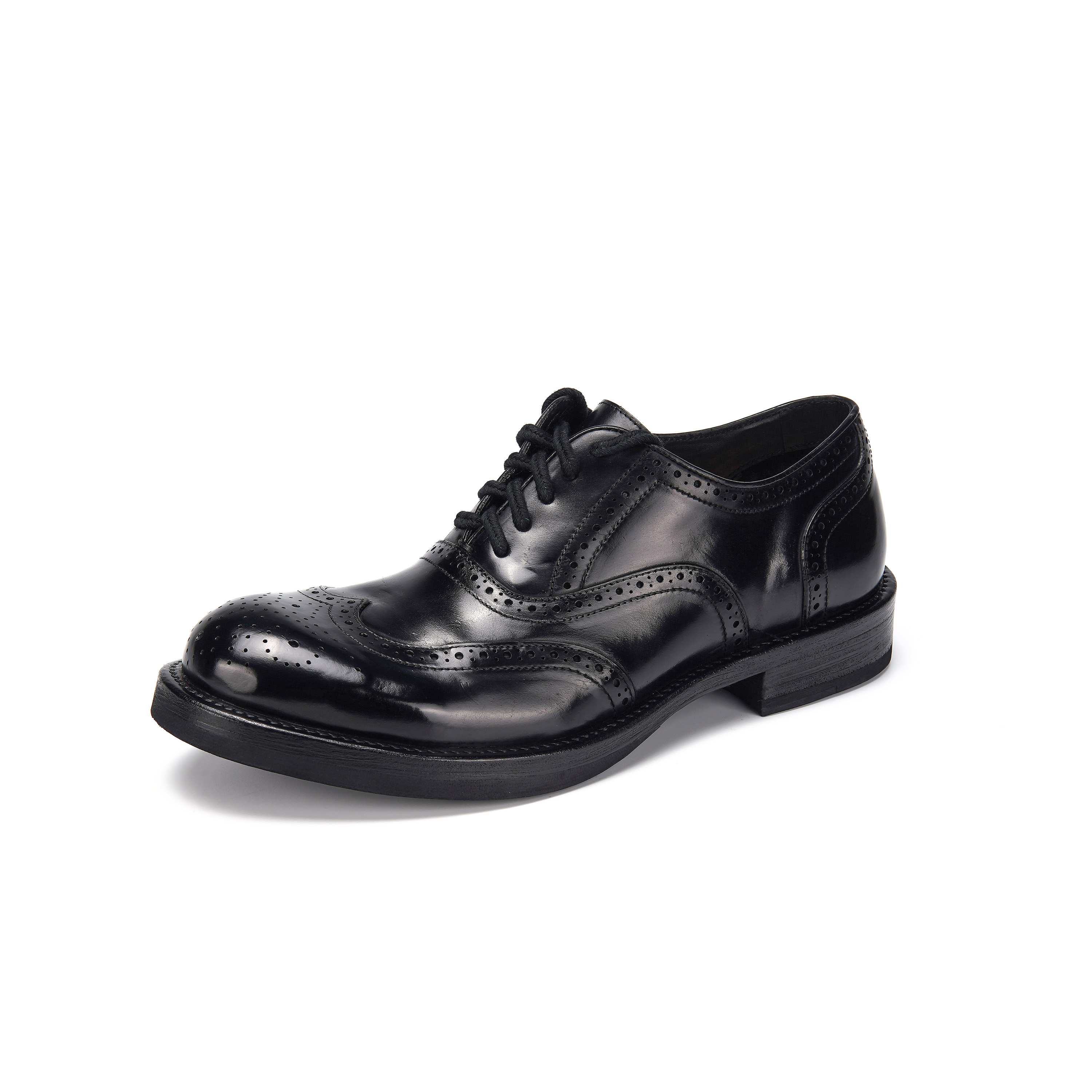 新款手工马臀皮三接头布洛克男鞋英伦风男士系带正装马臀皮男鞋