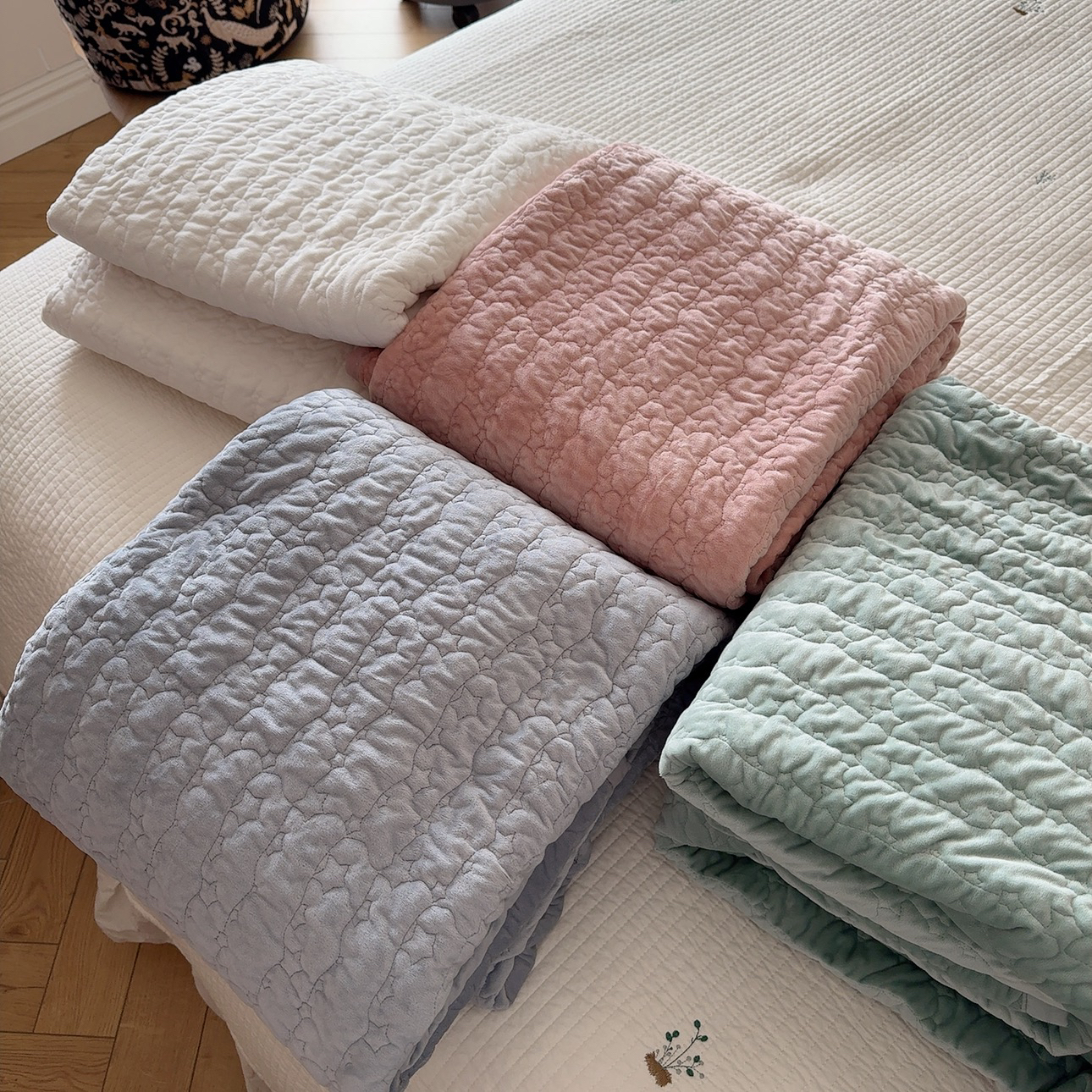 【小星星棉绒】  长绒棉+宝宝绒高端床盖三件套