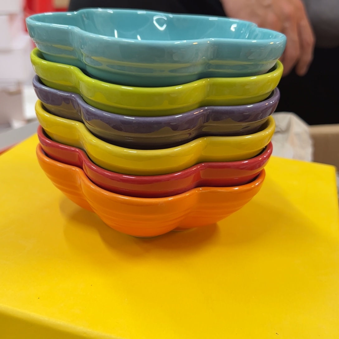 瓷花朵碗彩虹六个装