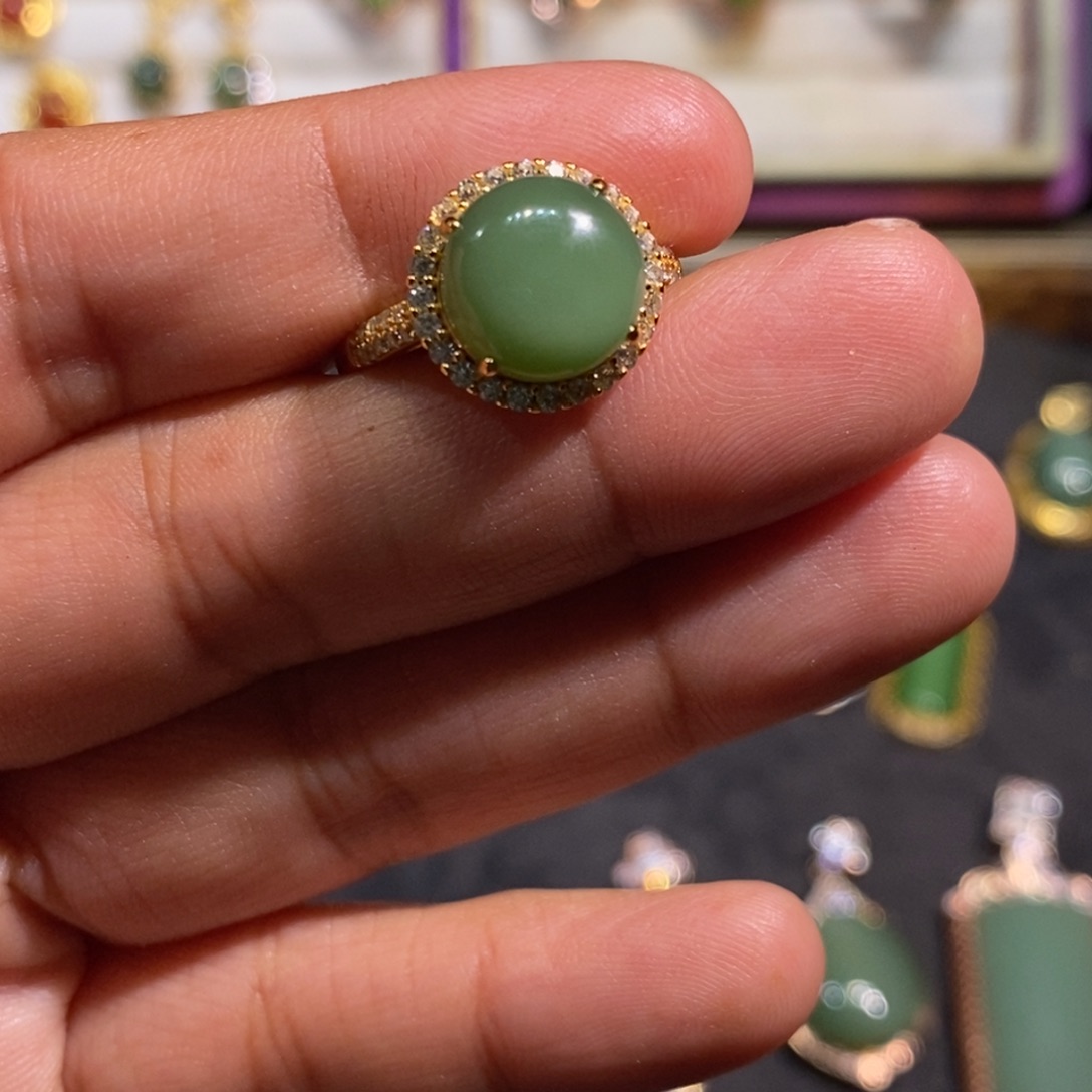 和田玉（碧玉）颈饰银S925镶嵌