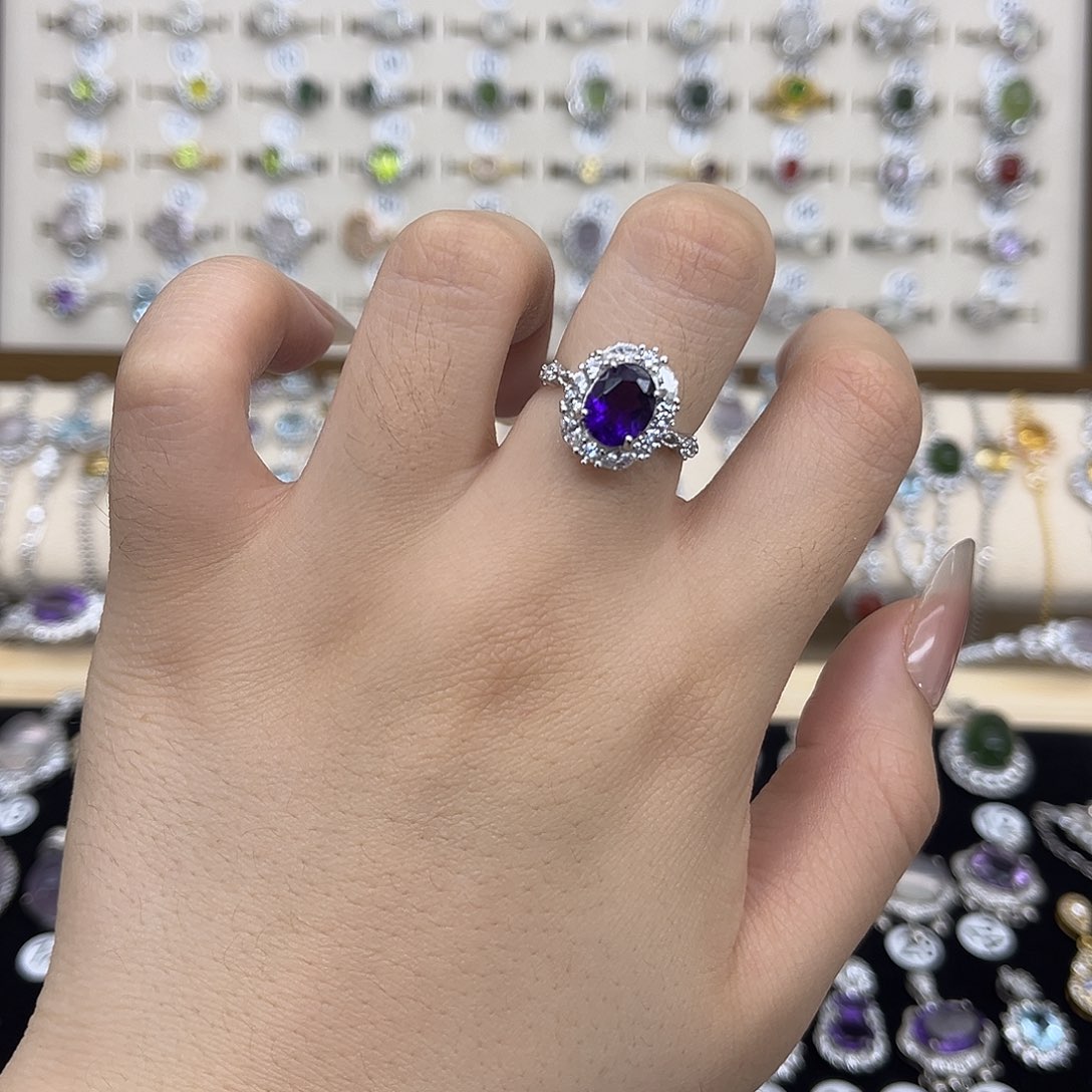 紫晶银S925镶嵌戒指