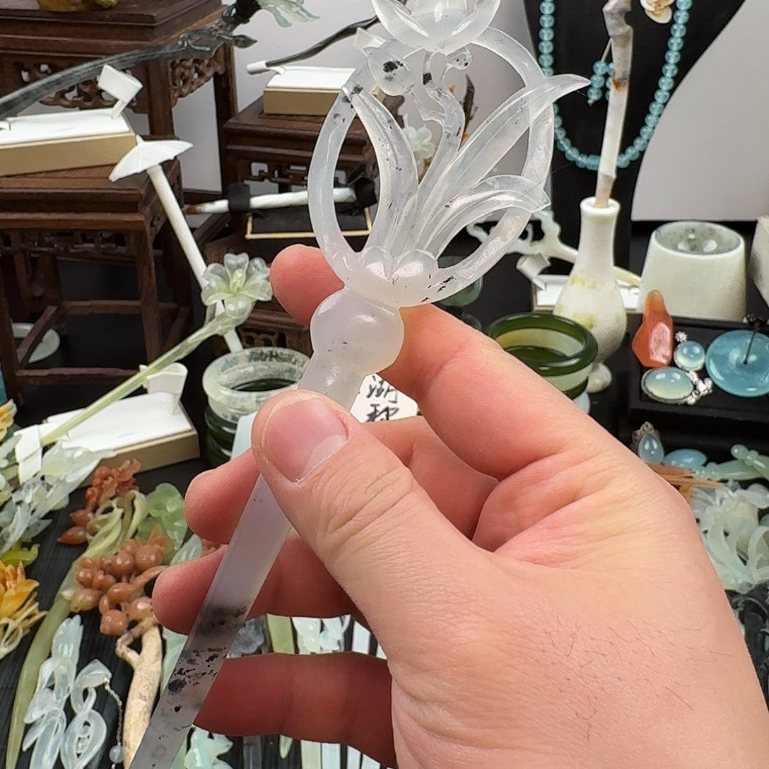 蛇纹石玉未镶嵌发饰