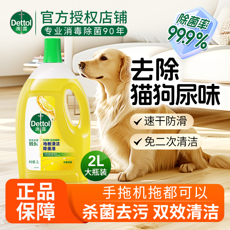 Dettol/滴露除菌液清洗杀菌除垢专用家用柠檬味2L清香清洗剂