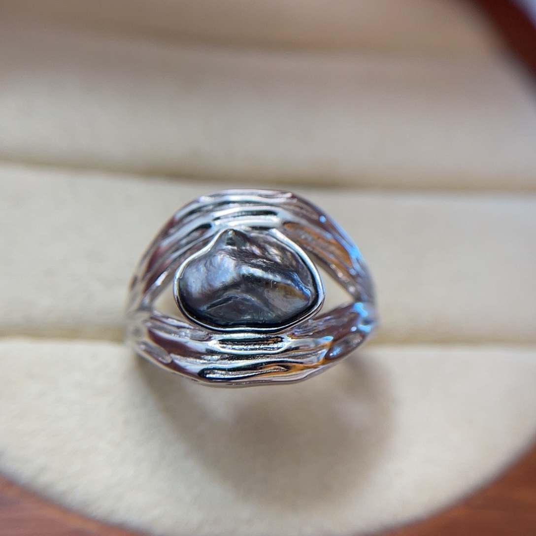 银S925镶嵌戒指海水珍珠