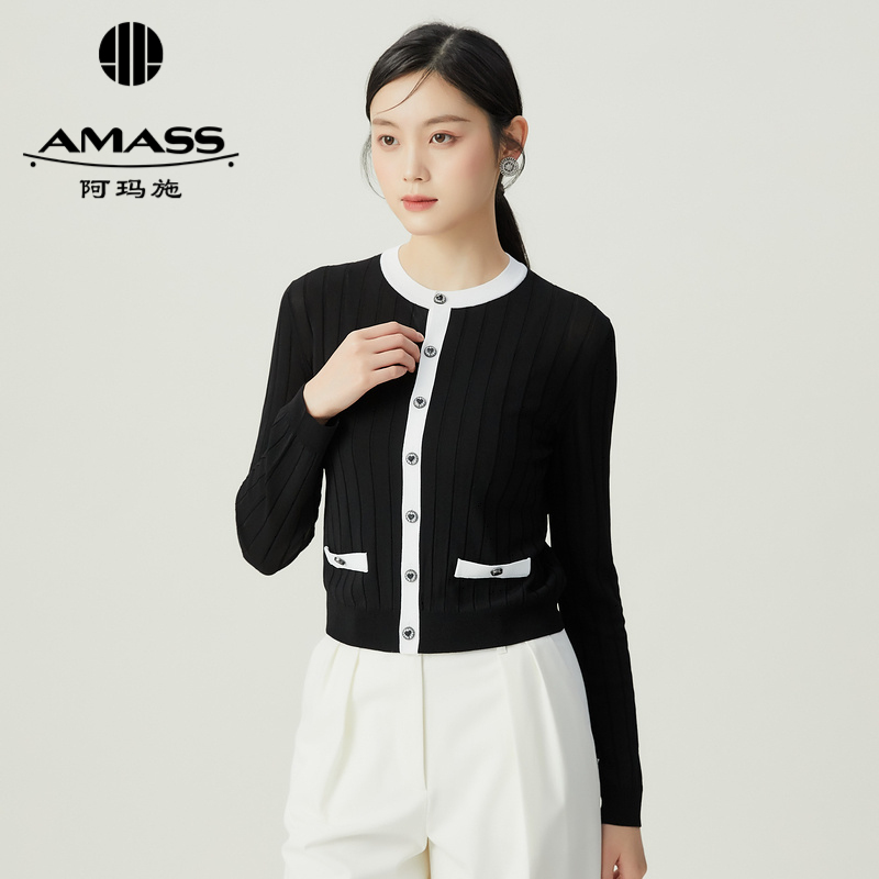 AMASS/阿玛施小香风气质时尚休闲设计师款圆领长袖针织衫 5499260
