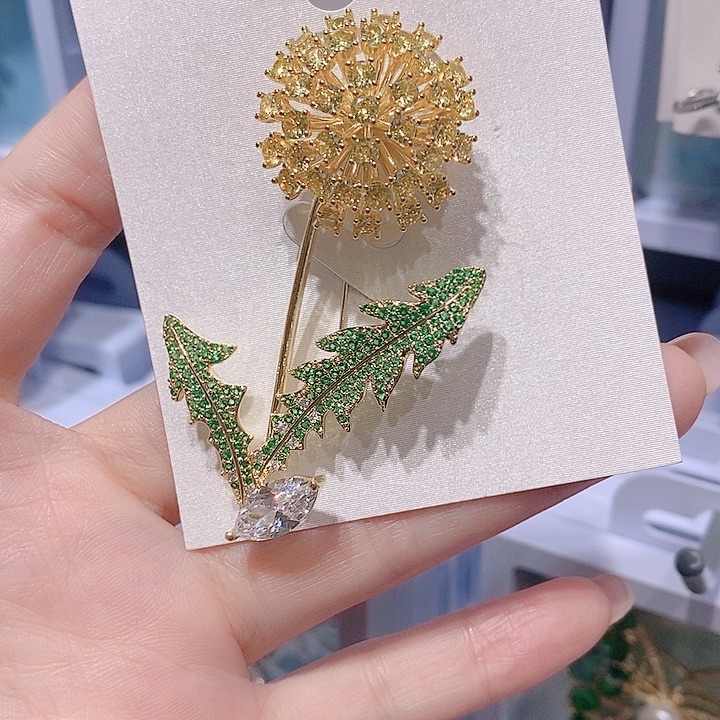 锆石铜合金向日葵胸针 新款