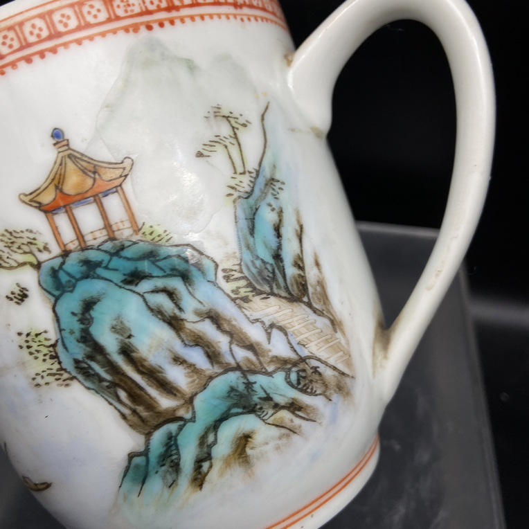 粉彩山水茶杯办公适用