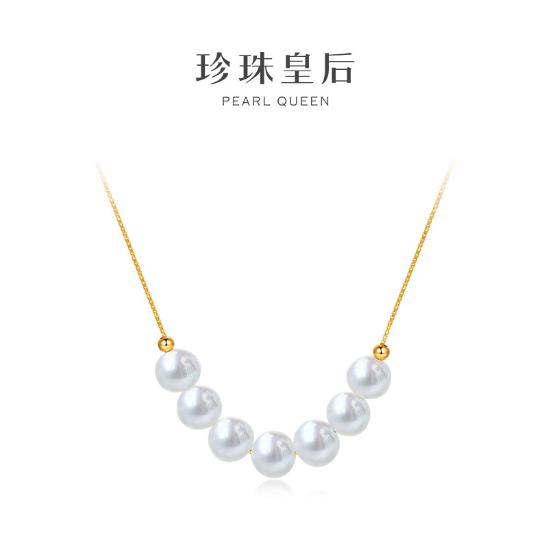 【珍珠皇后】S925银天然珍珠微笑套链6-7mm时尚 百搭 简约