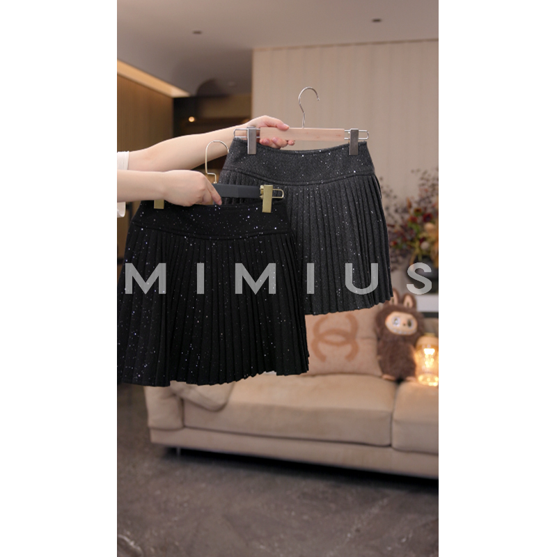 【mimius】肉肉超闪亮片时髦精必入细褶短百褶裙裤（正腰）  G10121