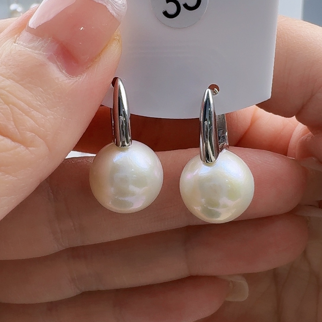 淡水珍珠耳饰银S925镶嵌