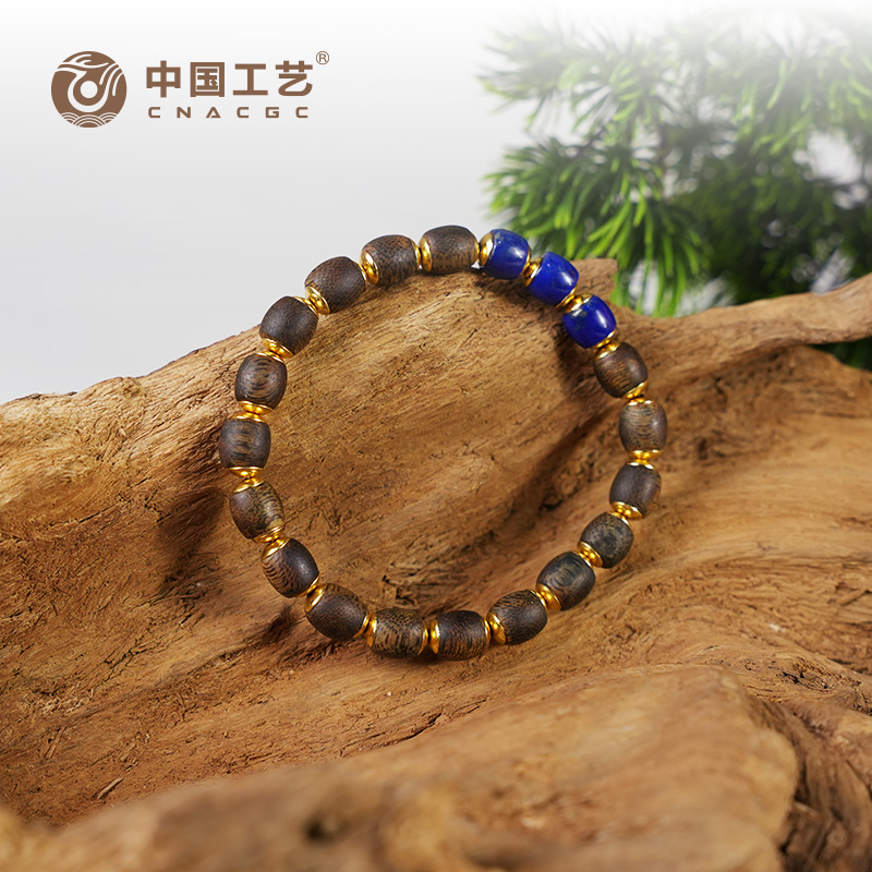 沉香【中国工艺】幽然·青金石鼓珠单圈手串多样性发其一Y沉香