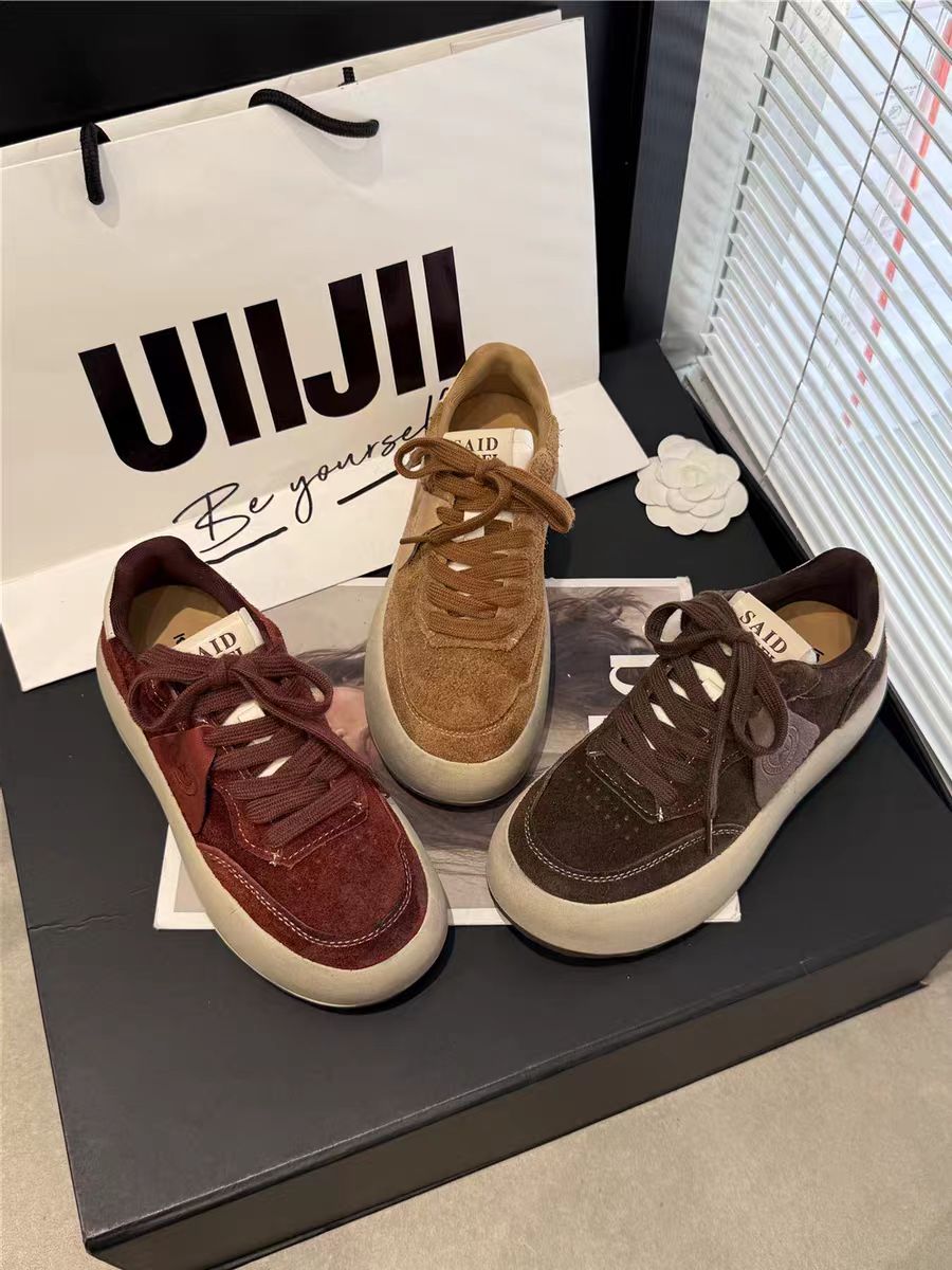 美拉德脏脏板鞋女2025年秋季新款真底百搭复古做旧休闲鞋79-65